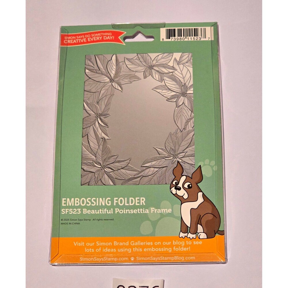 0276 Simon Says Stamp Embossing Folder SF523 Beautiful Poinsettia Frame